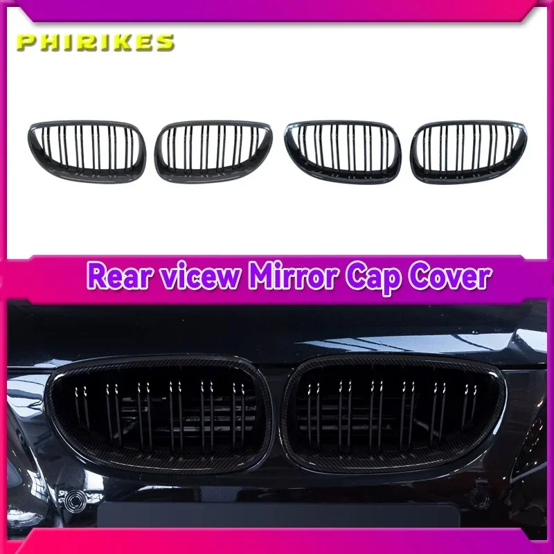 Predný nárazník Racing M5 Glosy Glossy Chrome Chrome Carbon Grill pre BMW 5 Series E60 E61 2004-2009 530I 535i 540i Príslušenstvo