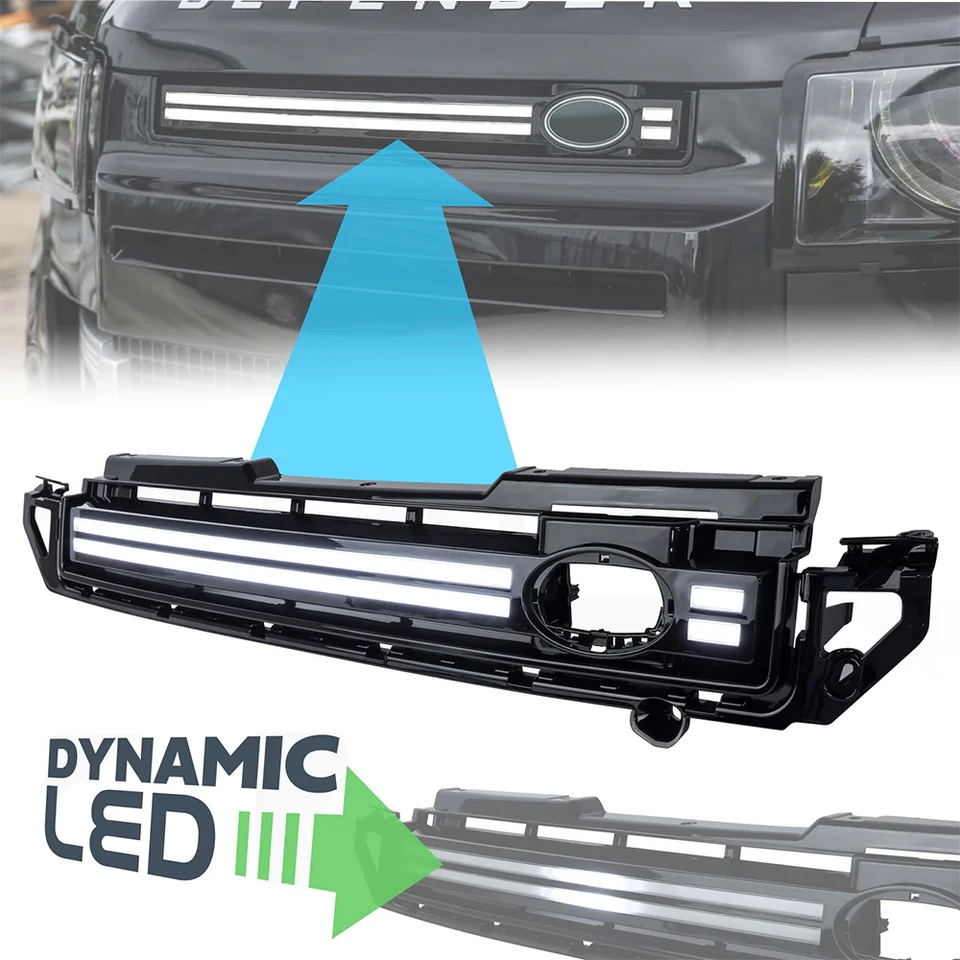Predný nárazník s LED dynamickým svetlom dňa bežecké svetlá dýchacia lampa pre Land Rover Defender 2020-2024 90 110 130