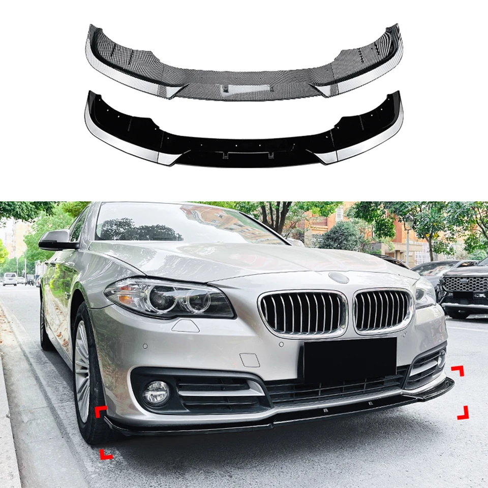 Predný nárazník Spoiler Lip pre BMW 5 Series F10 F11 LCI 2015 2016 2017 Luxusná verzia uhlíkových vlákien/Gloss Black Lower Splitter