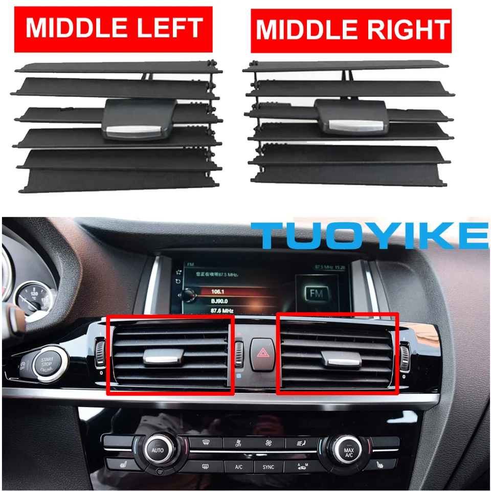 Predný stredný stredný centrálny striedavý prúd Vent Grille Grille Grille Slip Outlet Opravy súpravy Výmena pre BMW X3 X4 F25 F26 2011-2018