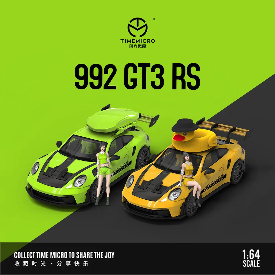 *predpredaj*Timemicro 1/64 Mini 992 GT3 RS Green/Green/Larte Yellow Duck - Model zliatiny Model Limited Edition Collection Set