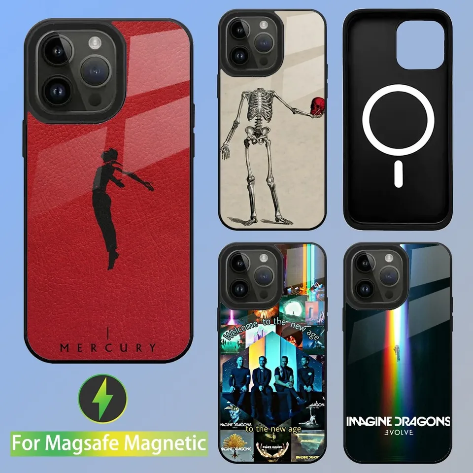 Predstavte si, že D-Dragons Band Telefón puzdro pre iPhone 15,14,13,12,11, Plus, Pro, Max Mini Magsafe magnetické bezdrôtové nabíjanie