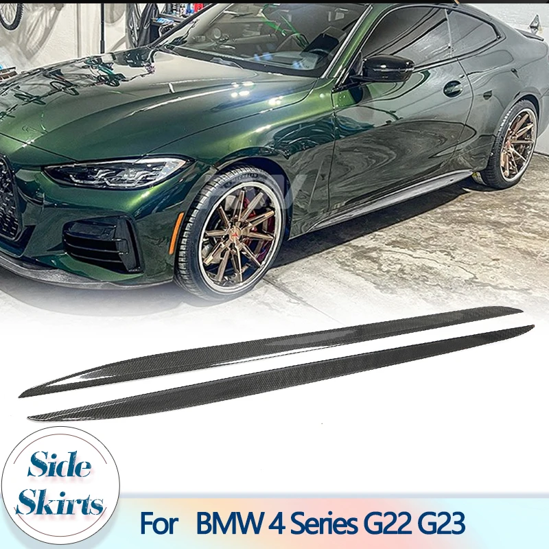 Predĺženia sukne na bočné sukne pre BMW 4 série G22 G23 M440I M-Sport 2-Door 2021 2022 Bočné súpravy na pery z uhlíkových vlákien