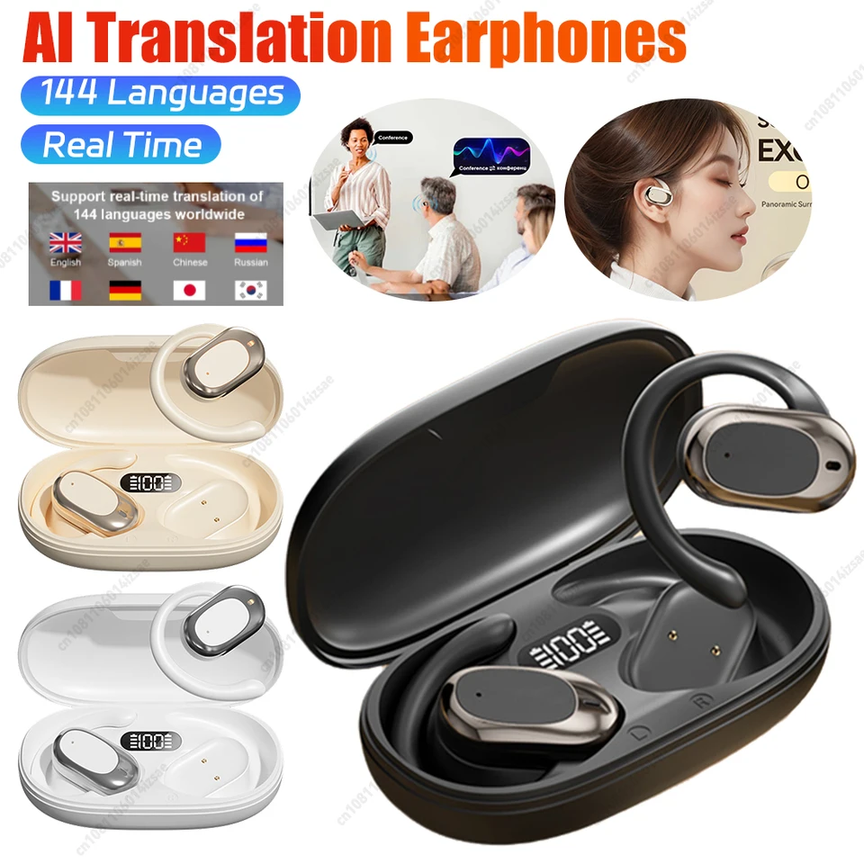 Preklad prekladov v reálnom čase 144 jazykov AI Preklad bezdrôtových hudobných slúchadiel Bluetooth Travel Learning Prekladáče Zariadenie