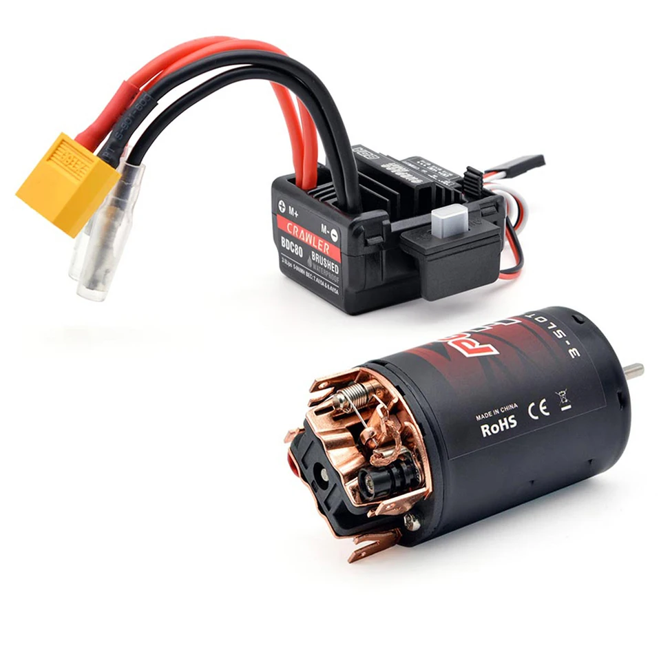 Prekonať hobby 550 3-solt 12t 14t 20t 25t 30t 35T Brushed Motor w/80a ESC pre 1/10 1/12 RC CAR s dvojitým ložiskom guľôčky