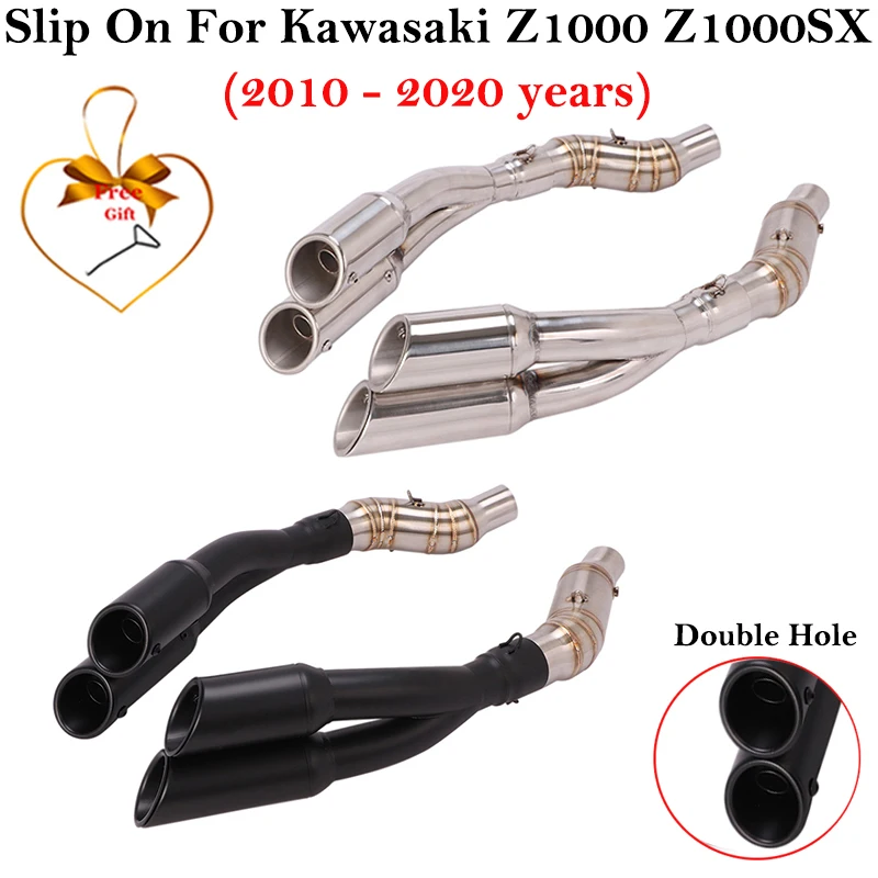 Prekĺznite na Kawasaki Z1000 Z1000SX 2010 - 2020 Motocykel Dvojitý otvor Výfuk Escape Ticho Middle Link Rúrky tlmič DB Killer DB