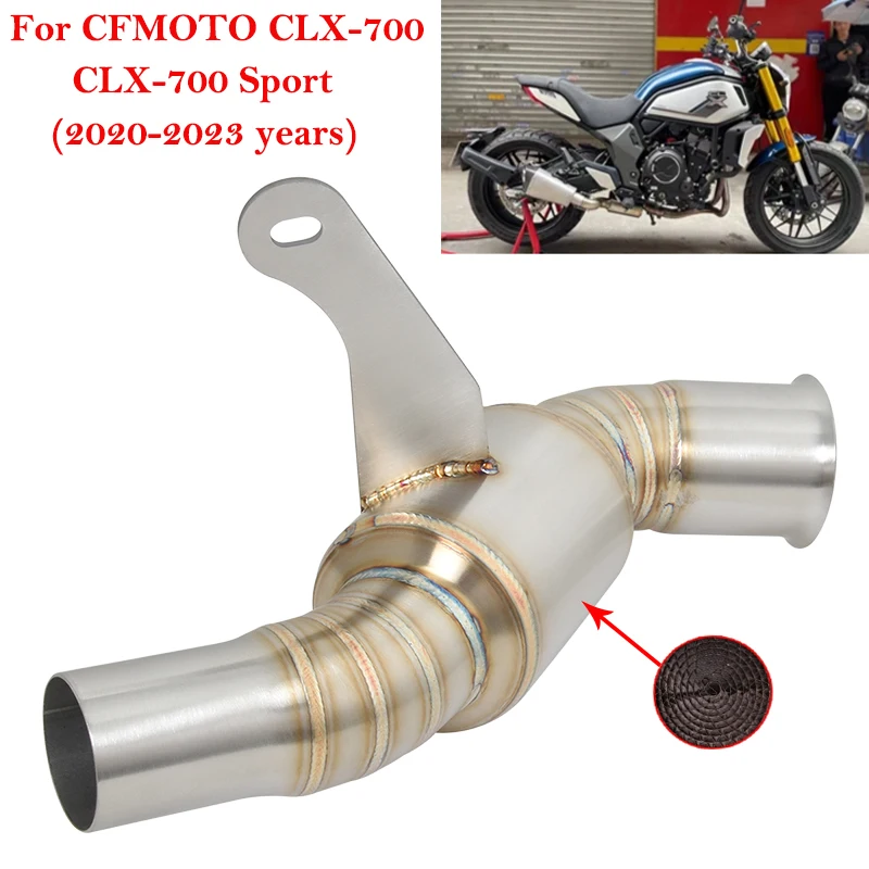 Prekĺznite pre CFMoto CLX-700 CLX-700 Sport Motorcycle Výfukové systémy Escape Systems Middle Link potrubie z nehrdzavejúcej ocele