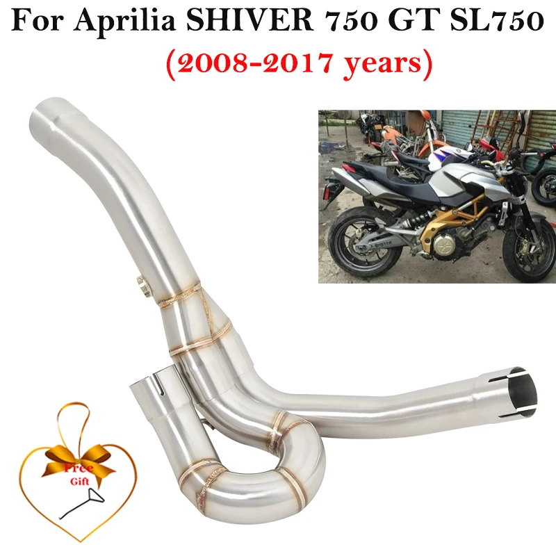 Prekĺznite sa pre apríla Shiver 750 GT Shiver750 SL750 2008 - 2017 Motocykel Výfukový únik Middle Link Pipe tlmič TUFLLESS STEE