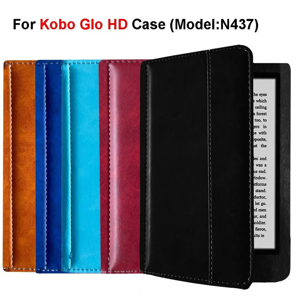 Premium automatické spánkové/buď e-čítanie puzdro Magnetic Soft Folio Puzdro Leather Anti-Fall Ochranca vrecko pre Kobo Glo HD (N437)
