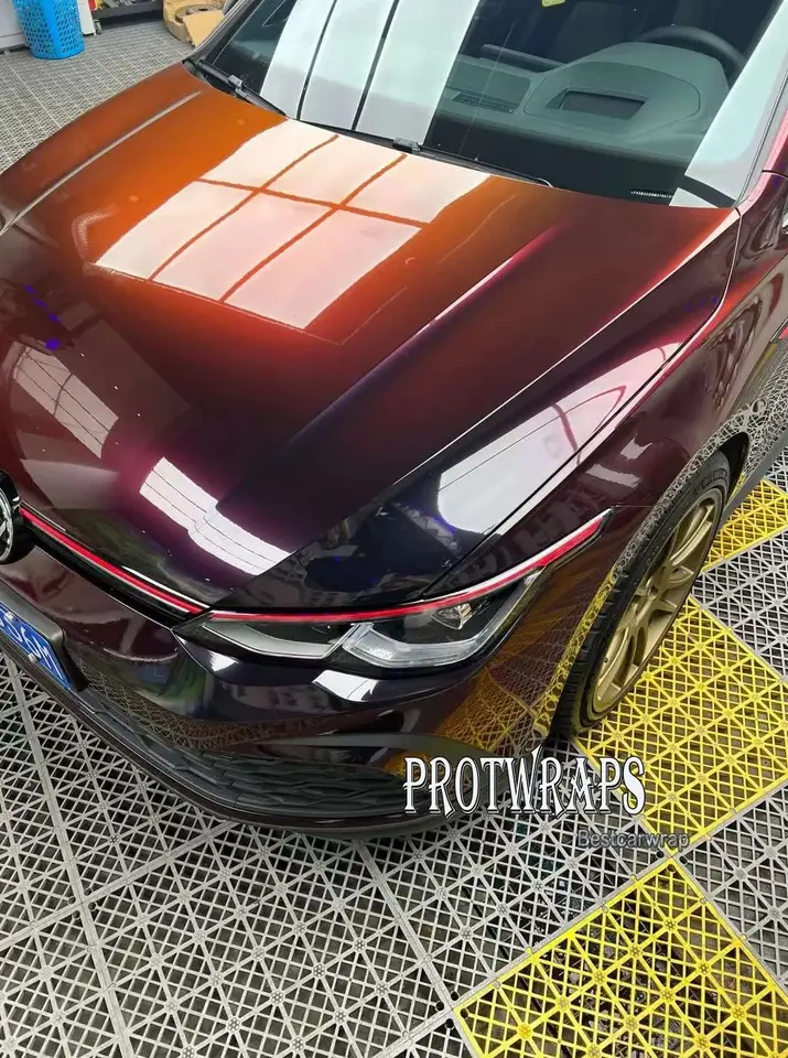 Premium domáce zviera Maderia Red Gloss Vinyl Car Wrap Film Film Cover Cover Sticker s vzduchom Uvoľnite počiatočné nízky lepidlo na lepidlo 1,52x18m