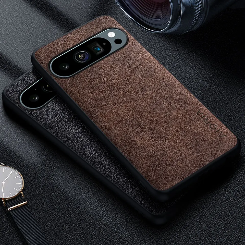 Premium luxusné kožené puzdro pre Google Pixel 9 Pro XL 5G Funda Retro Business Style Solid Color Cover Capa