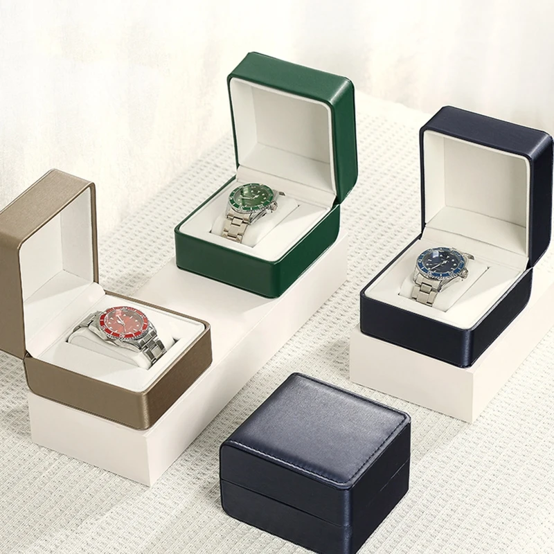 Premium Pu hodinky Storage Box Single Watch Box pre Valentine Men Women Unisex Giftwatch Wristwatch Držiteľ Držiteľ Držiteľ Cesta pre CAS