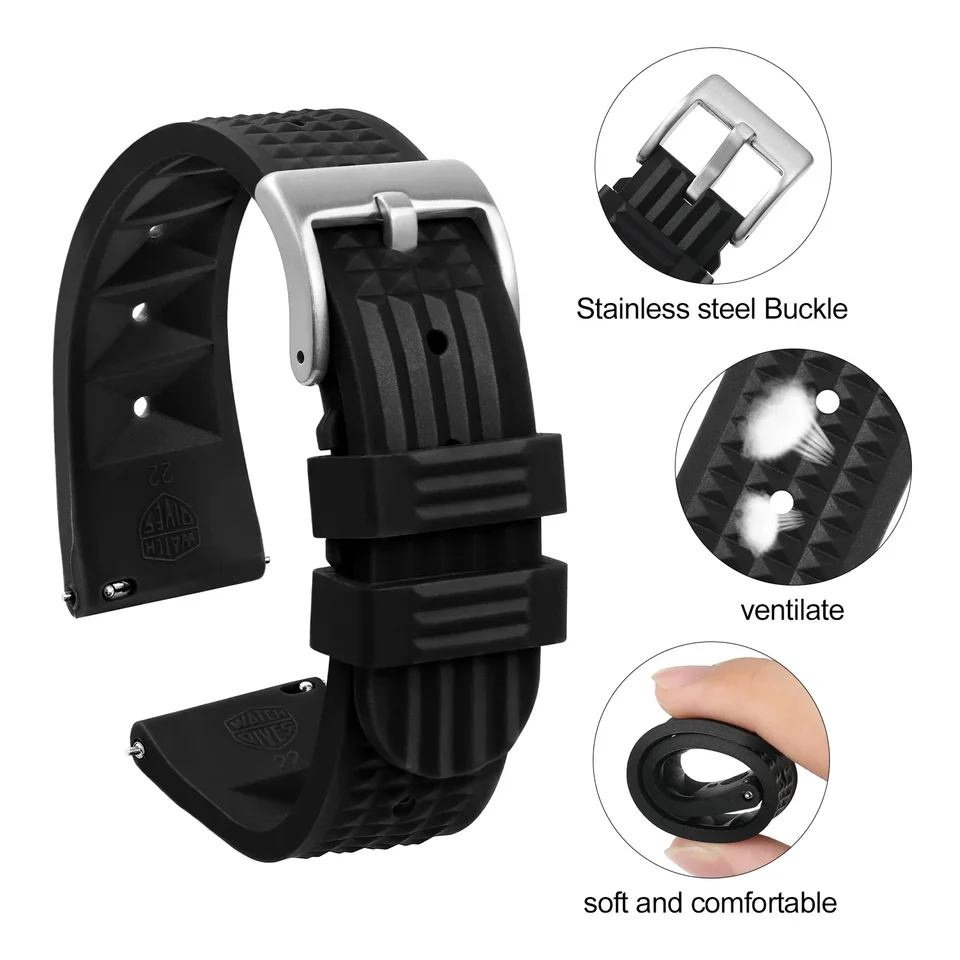 Premium Soft Gum Waffle WatchBand And