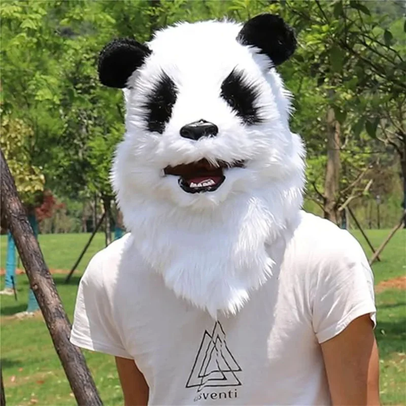 Premium The Panda Head Mask pohybujúce sa ústa medveď Cosplay plyšové masky pre kostým Halloween Party