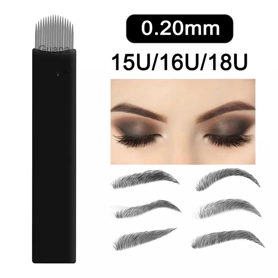 Premium čierne mikrobladové ihly Tebori Blades Tetovanie ihly 0,20 mm manuálne obočie čepele pre 3D výšivkové manuálne tetovacie pero pero