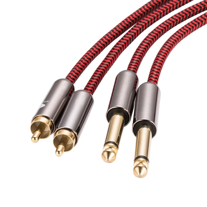 Premiumový zvukový kábel duálny 6,35 mm až duálny RCA pre konzolu Mixer Amp 2*RCA až 2*1/4 palcový konektor tienený zC kábel 1m 2m 3m 5m 8m 10 m 10m