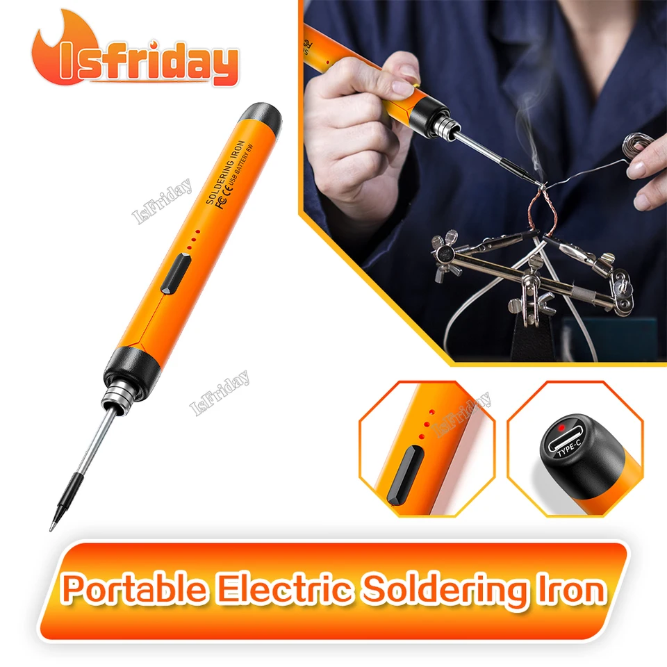 Prenosná 5V USB Elektrická spájkovanie železa 800 mAh 450 ℃ Mini spájkovanie železného nabíjania Elektrické spájkovanie železných zváraných náradia
