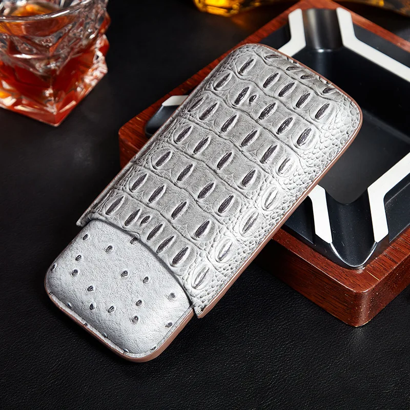 Prenosná cigárka kožená koža cigaru Cigarrate Putter Holster držiak zaťaženie 3 cigary trubice Cigar Cestovné doplnky