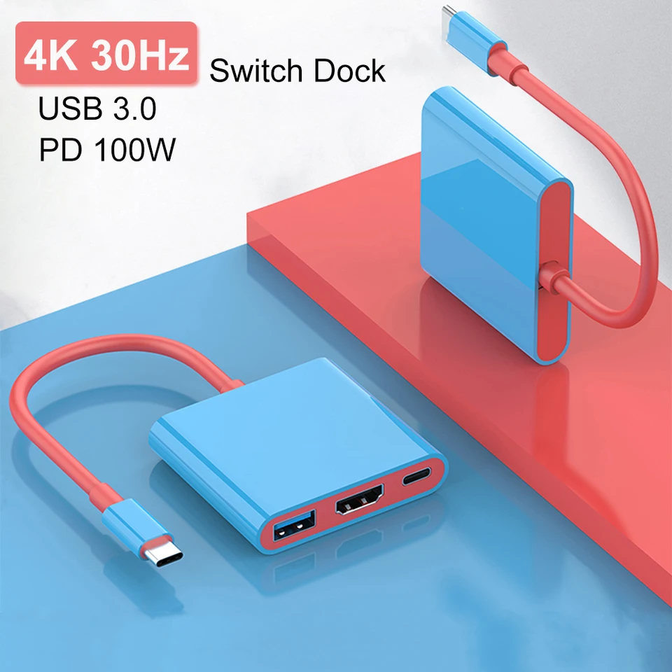 Prenosná Docking Station Nintendo Switch Docking Station Type-C Hub so 4K HDMI USB 3.0 HUB pre notebooky PC iPad TV NS Switch OLED Gaming