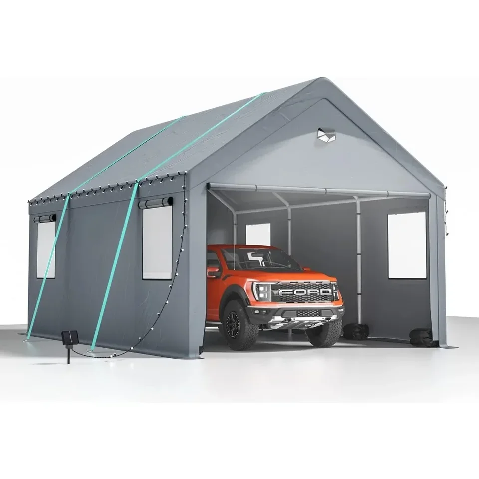 Prenosná garáž pre prenosovú garáž 12*20 High Duty Carport Canopy Boats & Trucks Čakanie SUVS Metal Roof & Sidewall pre autá záhradné budovy