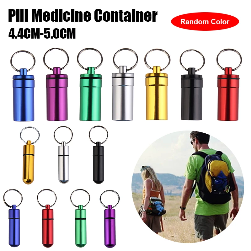 Prenosná hliníková zliatina vodotesná tabletka liek na ukladanie puzdra držiak kontajner kapsula prvej pomoci kľúča keychain outdoorový náradie