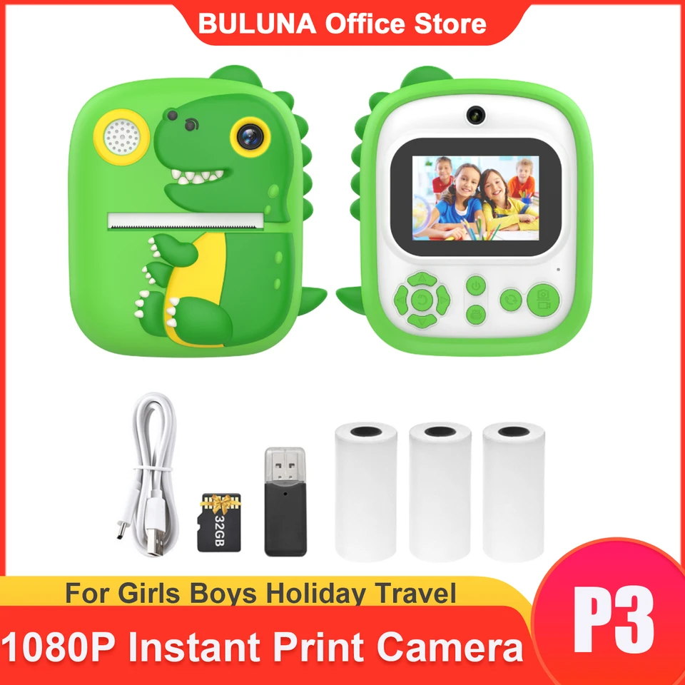 Prenosná mini fotografická tlačiareň pre deti 1080p Instant Print Fotoaparát s 1200 W duálnymi kamerami 2.4 '' Screen podporuje prehrávanie hudby