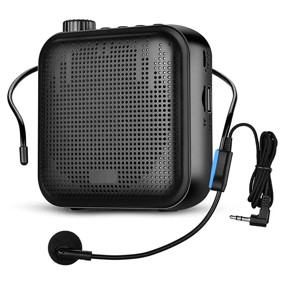 Prenosná mini zvukovo amplikujúca hudba prehrávanie káblového mikrofónu headset pás 2000 mAh batéria 12W hlasového zosilňovača