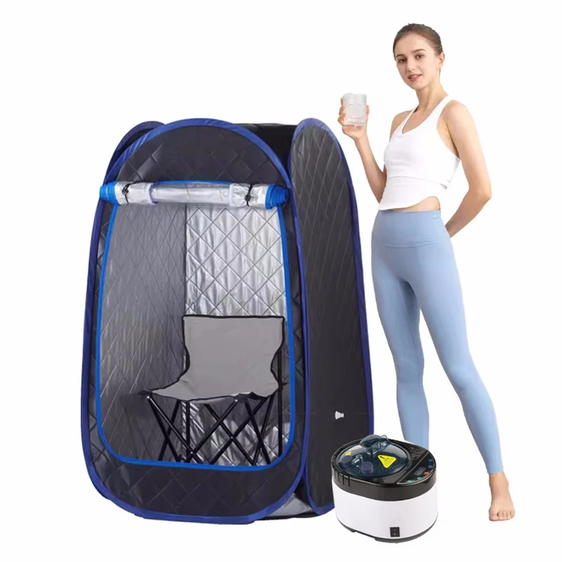 Prenosná parná sauna Single Osoba sauna sauna stan s parníkom 4L 1500W parná generátor stoličky Indoor Sauna Stan pre domáce kúpele