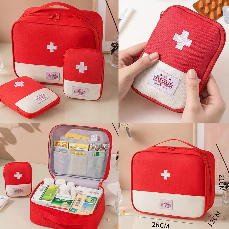 Prenosná prenosná pomocná súprava vrecká na liek Organizátor Lightweight Bag pre vonkajšie kempingové cestovné a domáce úložné puzdro