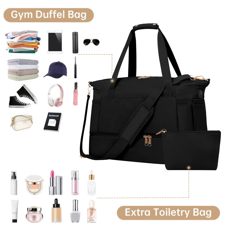 Prenosná skladacia cestovná taška pre ženy muži cestujú Duffel Fitness Bag Veľká kapacita Cestovná kabelka Trolley batožina Storage Bag Storage