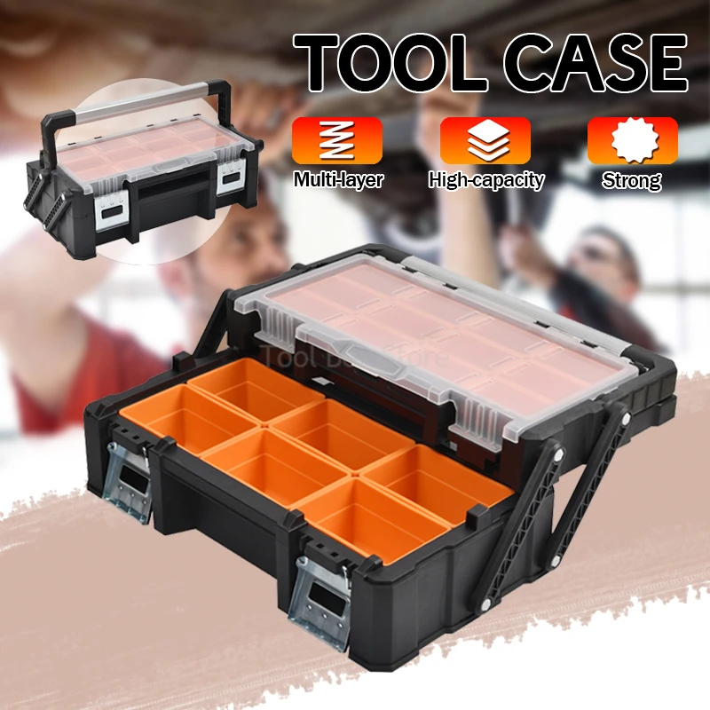 Prenosná skrinka na náradie Časti náradie Hardware Storage Box Storage Skladba veľké 2-vrstvové skladacie skrutky Tvrdé puzdro Organizátor Prázdne puzdro na náradie