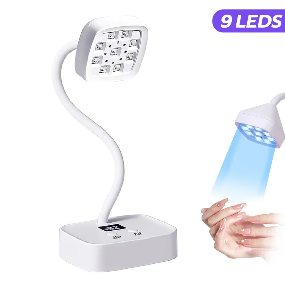 Prenosná stolová lampa na nechty 27W Sušič nechtov UV žiarovka 360 ° Bendable Rýchle sušenie falošné nechty manikúru lesk Lepiaci gél na vytvrdnutie nechtového náradia