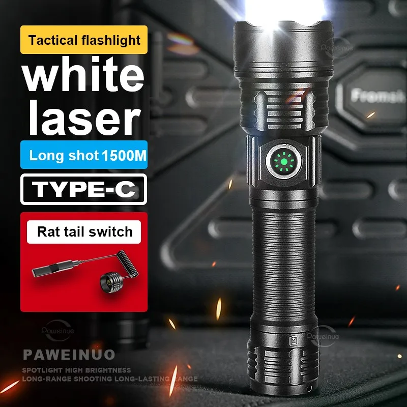 Prenosná taktická baterka Ultra výkonná nabíjateľná 18650 Torch Night Scout Lovecké svetlá s dlhým dosahom osvetľovacie svetlá Flash svetlá