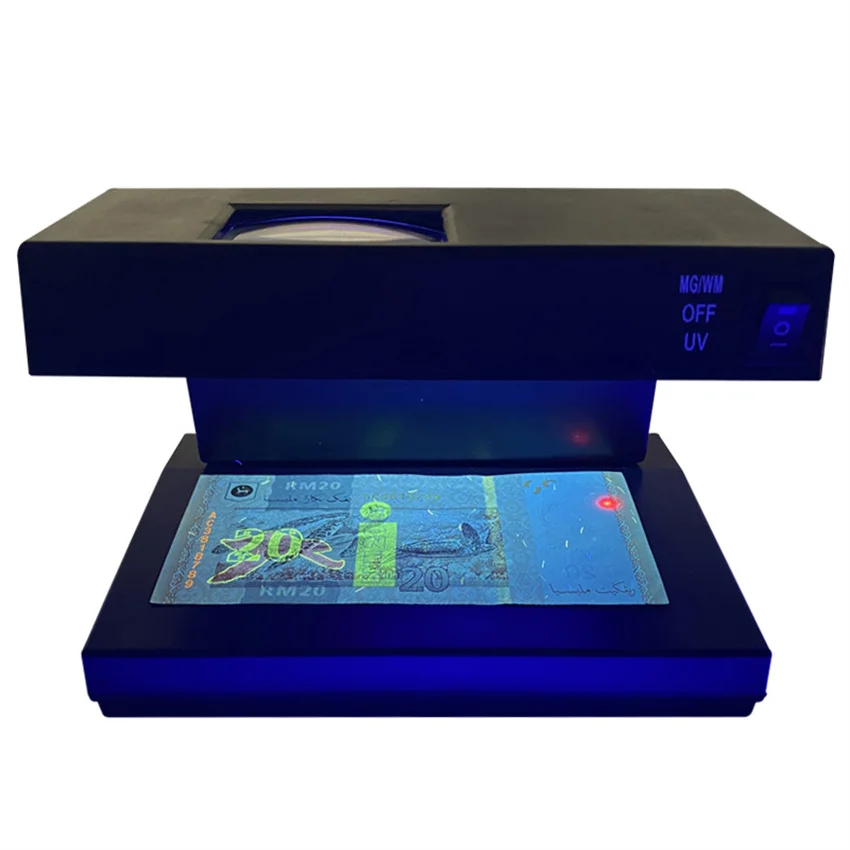 Prenosná ultrafialová fulovaná falšovaná falšovaná detektor Bill BankNotes Cash Meny Desktop UV Light Light Lucker Checker