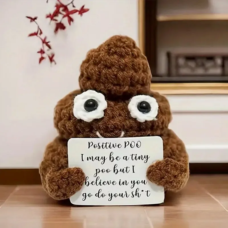 Prenosná večierok Doll s pozitívnym kartou Holiday Funny Kids Dospelí Dospelí dekorácie vrecko objatie poo pletenie vlny darček k narodeninám narodeninová kancelária