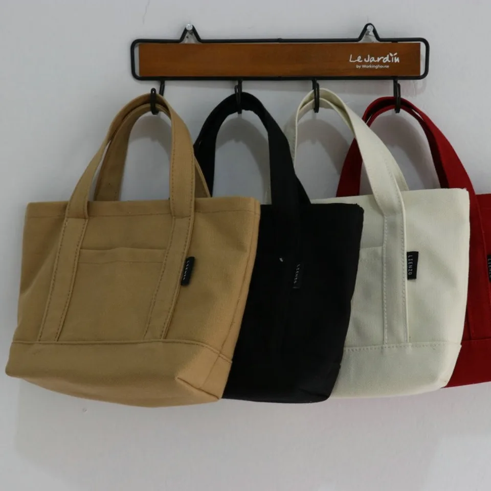 Prenosná veľká kapacita tote tašku masívne farebné plátno Canvas Mini kabelka opotrebovanie obedových tašiek dámy