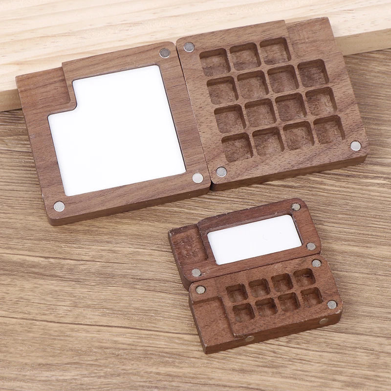 Prenosná vodná plocha paleta maľba ručne vyrábaná prázdna krabica Mini čierna paleta orechov akrylová farba prenosná akvarely paleta