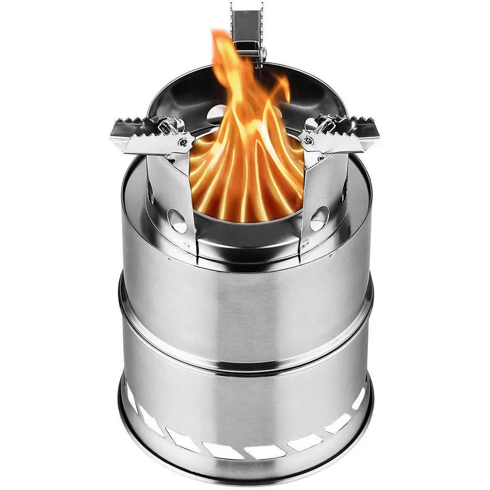 Prenosná vonkajšia kempingová kachle Kit Wood Burning Mini ľahká nehrdzavejúca oceľ piknik BBQ Cooker Travel Adventure Tools