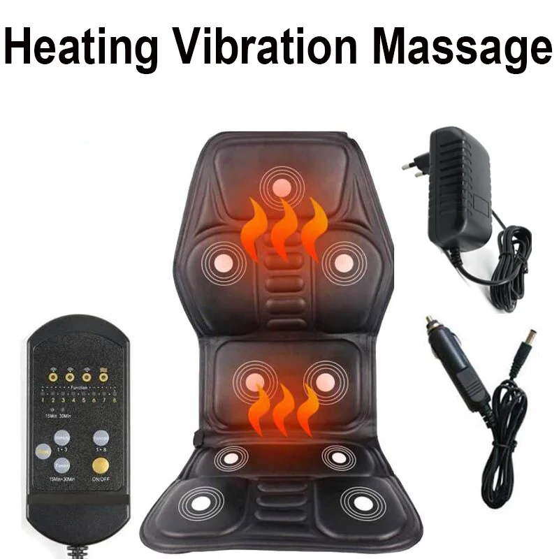 Prenosné elektrické vykurovanie vibračné zadné stoličky v cussion Massage Masáž domáca kancelária 9 motor bedrového krku matrac úľavu