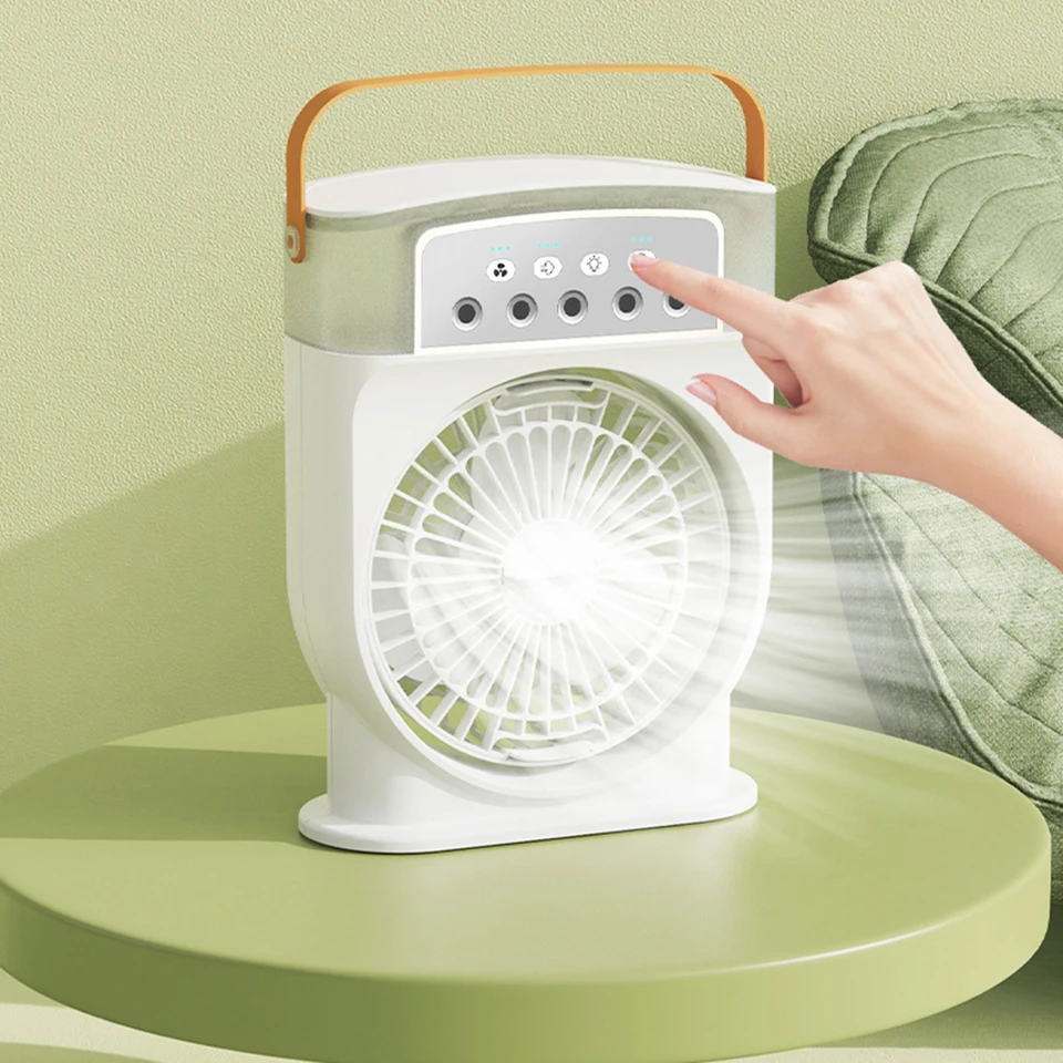 Prenosné klimatizácie, 3 -rýchlostný malý ventilátor, mini odparovací vzduch chladič s funkciou časovača, nabíjateľný ventilátor s nočným svetlom