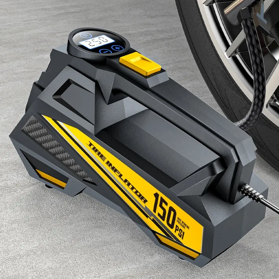 Prenosné prenosné vzduchové čerpadlo vylepšené 12 V 150 psi Elektrickej pneumatiky nafukovacie čerpadlo Motocykel Bicykel LED LED svetlo