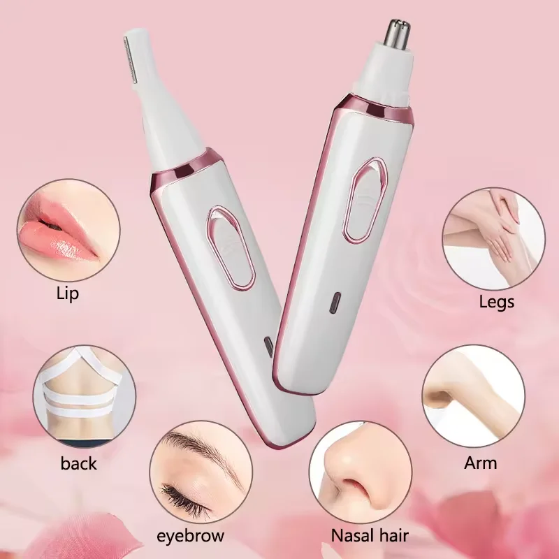 Prenosný 4-v-1 Mini Electric Shaver USB nabíjanie nabíjania bezbolestných samíc vlasov Remover Multifunkčná súprava na orezávanie vlasov