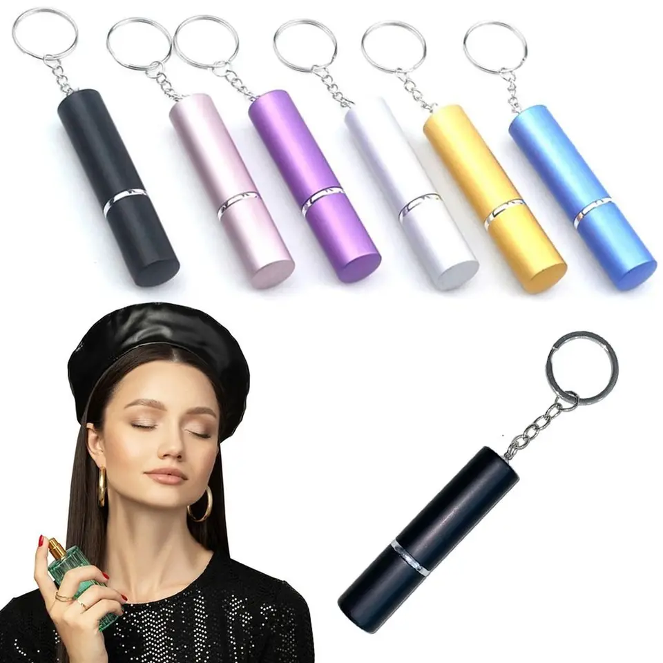 Prenosný 5 ml sprejový fľaša kovový mini náplňový trblietky s keychain Parfum Dispenser Fľašu cestovanie
