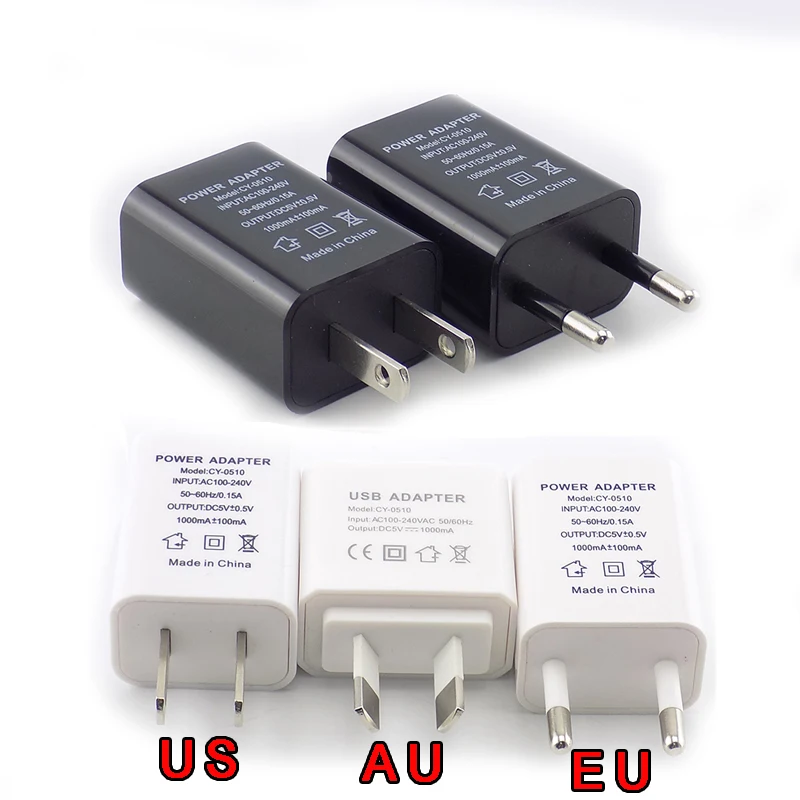 Prenosný 5V 1A MINI Travel USB nabíjačka nabíjačku adaptér na nabíjačku na nabíjačke na nabíjačku za elektrickú banku EÚ/US/AU Plug