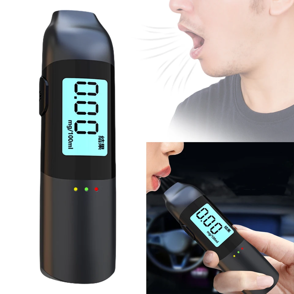 Prenosný detektor fúkania mini meračov LCD displej vreckového digitálneho dychového dychu USB nabíjateľný bezkontaktný alkoholometer