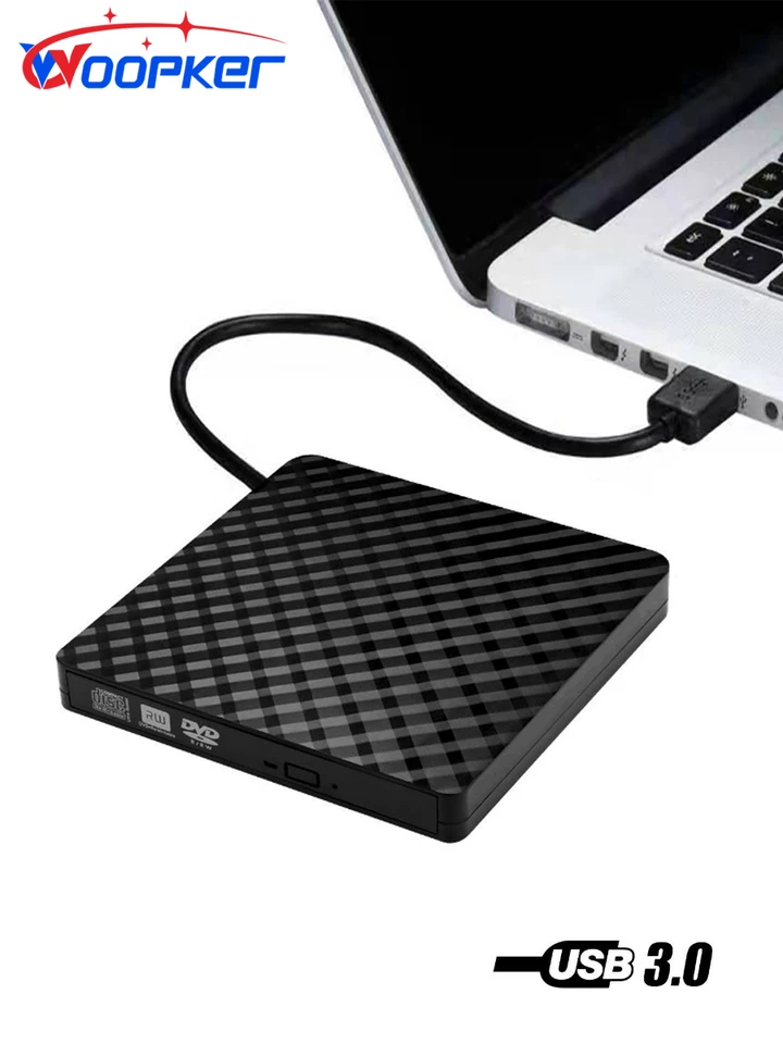 Prenosný DVD prehrávač Woopker prenosný USB 3.0 Slim External Optical Drive Typ C Externá jednotka CD Burner RW pre horák CD prenosného počítača