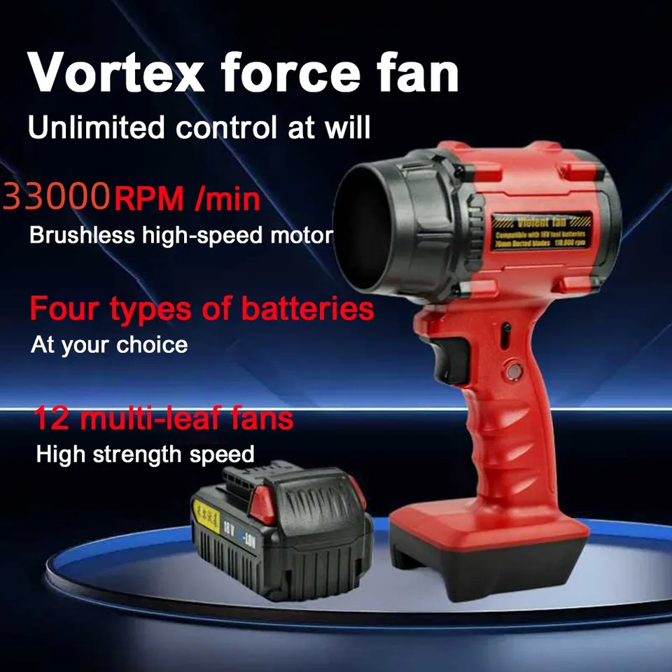 Prenosný dúchadlo Prenosný násilný turbo ventilátor pre Makita/Milwaukee/Dewalt 18V-21V lítium Battery Electric Blower Rucbo Turbo ventilátor