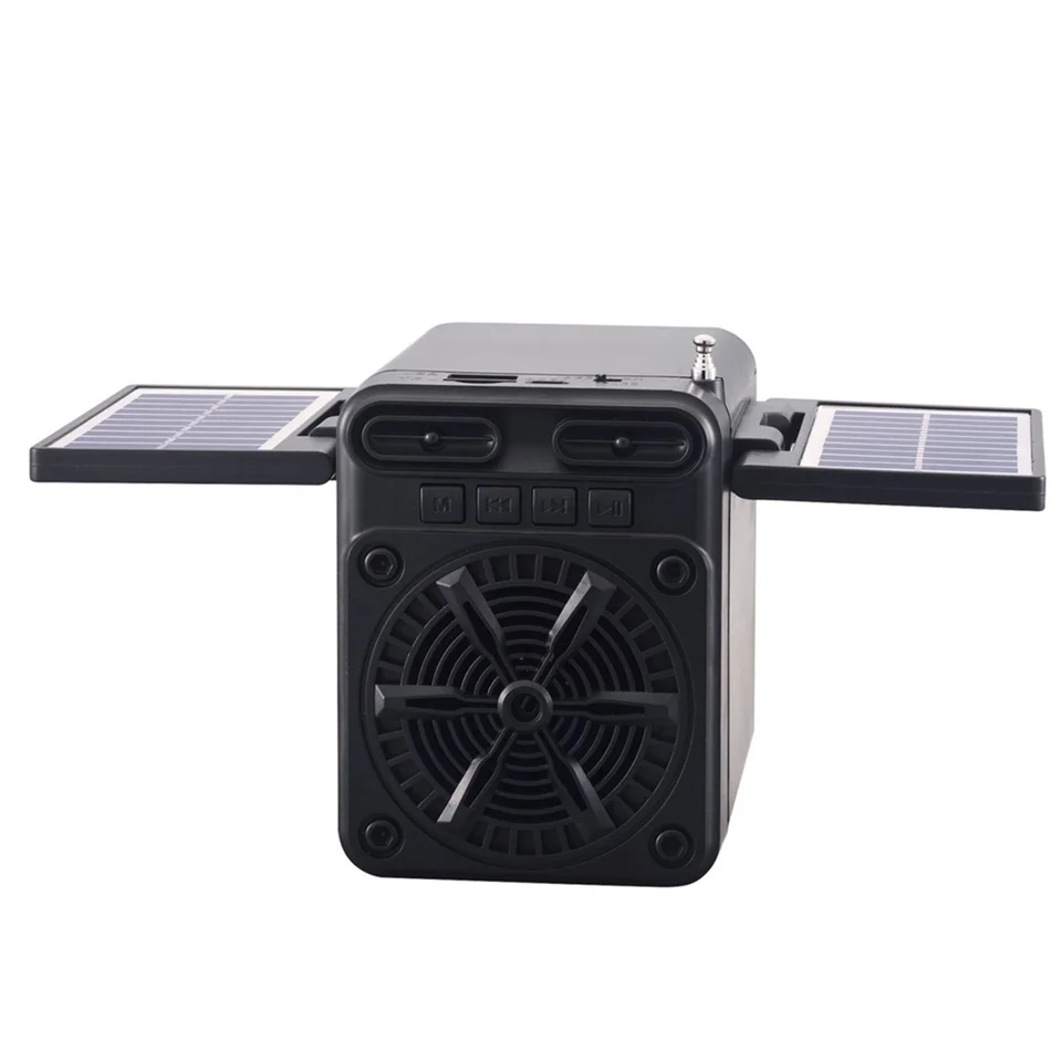 Prenosný FM Radio Solar Emergency Radio Radio Reproduktor Mini Bluetooth Soundbar Support TF Card U Disk 18650 Batéria