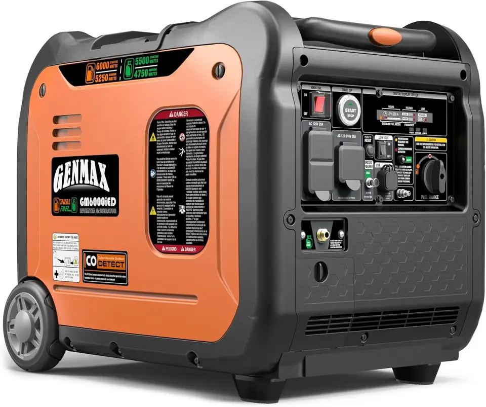 Prenosný generátor, 6000W super tichý prenosný motor s dvojitým palivom so vzdialenými/elektrickými štartom, ultra ľahký pre zálohovanie domov