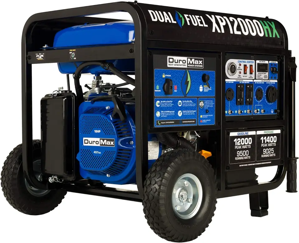 Prenosný generátor s dvojitým palivom-12000 Watt Plyn alebo elektrický štart na propán s modrou schválenou